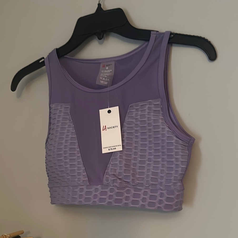 LA SOCIETY Purple Geometric Sports Bra Intimates